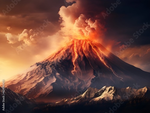Bergfeuer: Die Glut und das Leuchten während eines Vulkanausbruchs