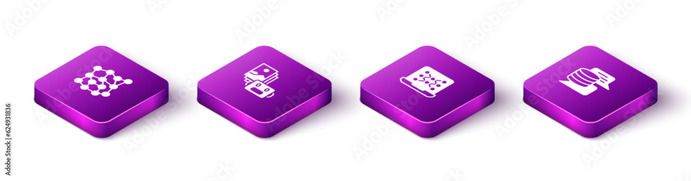 Set Isometric Neural network, Artificial intelligence robot, and Server, Data icon. Vector Set Isometric Neural network, Artificial intelligence robot, and Server, Data icon. Vector