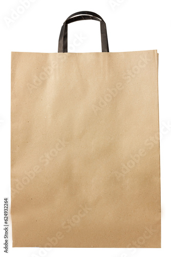 Paper carrier bag isolated on white background.