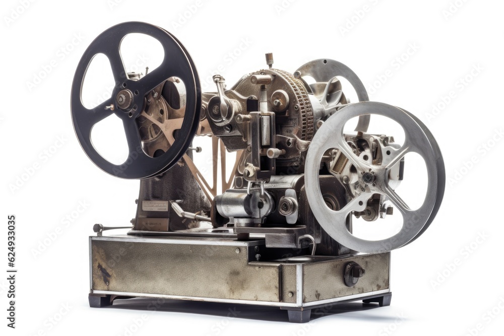 Obraz premium isolated classic film projector on white background, created with generative ai