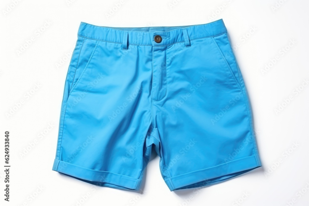 Blue summer shorts isolated on white background. Generative AI Blue summer shorts isolated on white background. Generative AI