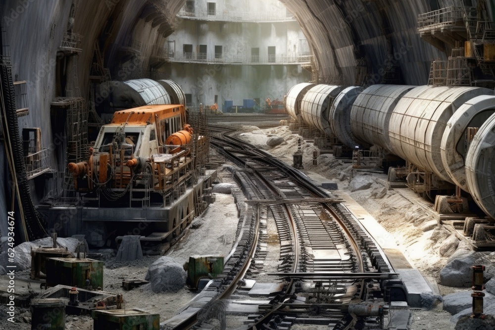 conveyor system used by tunnel boring machine, created with generative ai conveyor system used by tunnel boring machine, created with generative ai