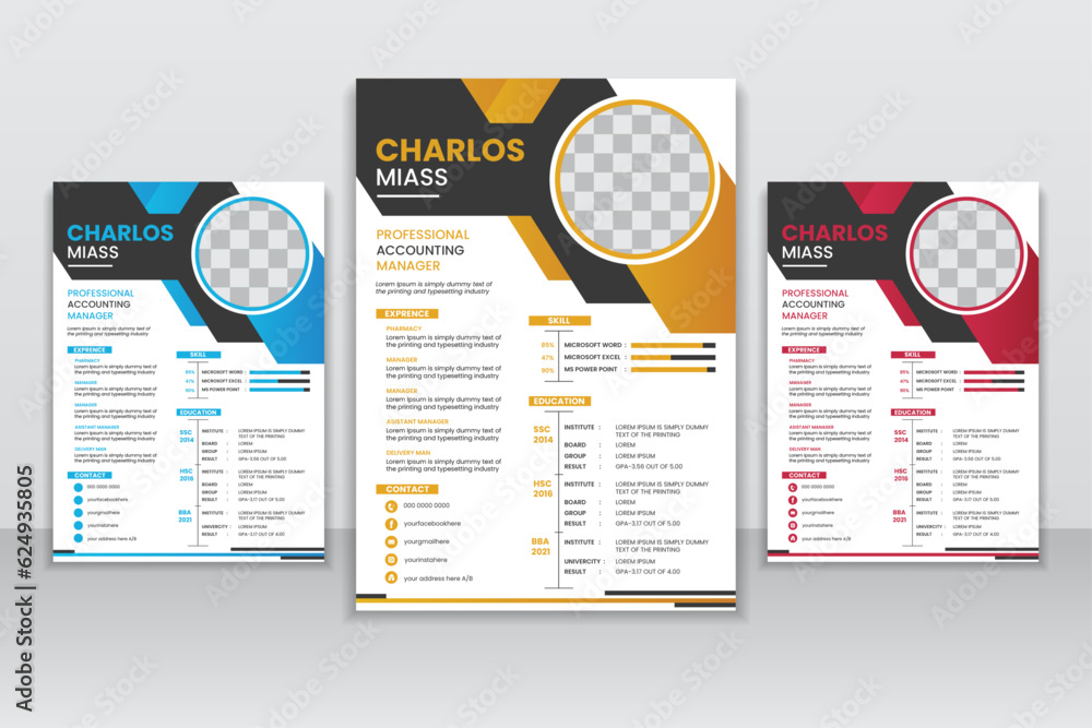 Fototapeta premium Resume Layout with Dark blue Accents