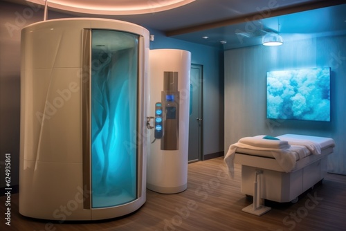 cryotherapy machine in a modern wellness center, created with generative ai