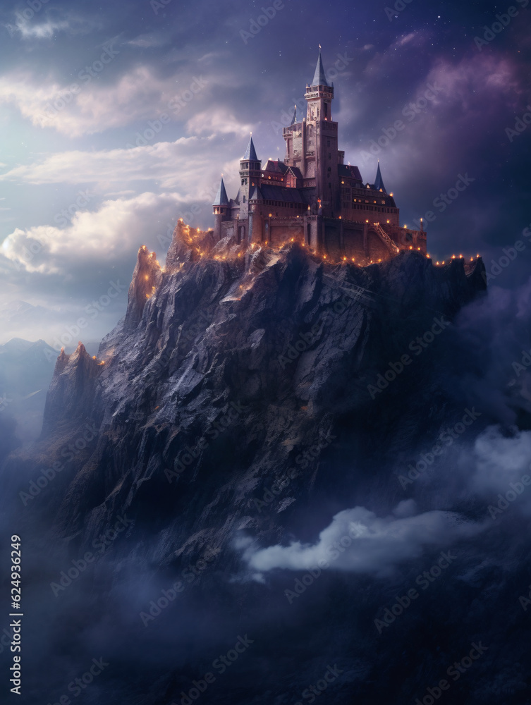 Dark Fantasy Castle in the Dramatic Scene Dark Fantasy Castle in the Dramatic Scene