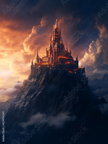 Dark Fantasy Castle in the Dramatic Scene