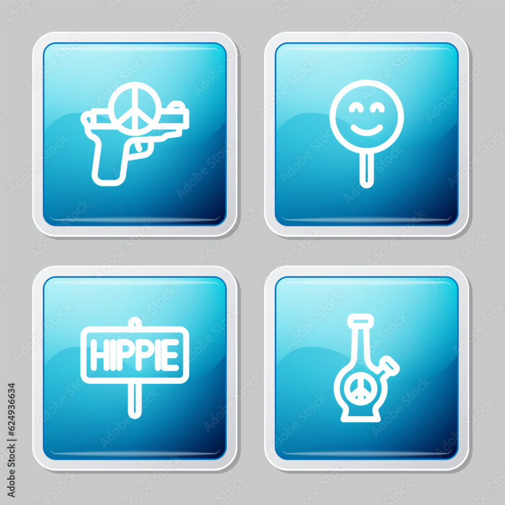 Set line No war, Smile face, Peace and Bong icon. Vector Set line No war, Smile face, Peace and Bong icon. Vector