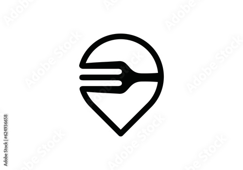 fork and pin logo design. icon symbol for health restaurant food diet and etc.