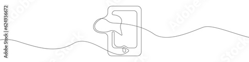 Notifications on the phone icon line continuous drawing vector. One line Pop-up bubble in smartphone speech icon vector background. Tooltip icon. Continuous outline of a Message in the phone icon.
