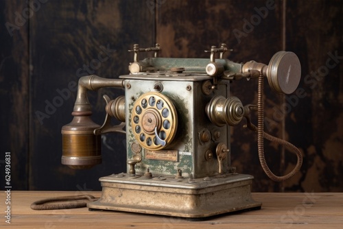 antique coin-operated telephone with rotary dial, created with generative ai