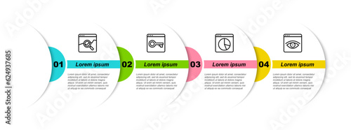 Set line Website with stocks market, Secure your HTTPS, SSL, Graph chart infographic and Browser incognito window. Business infographic template. Vector
