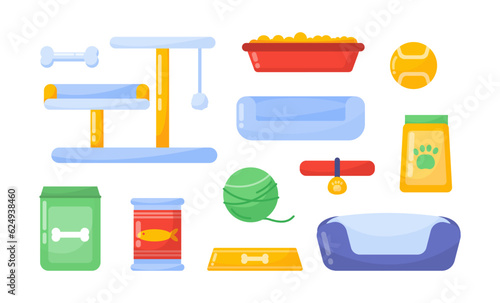 Set of items for pet shop