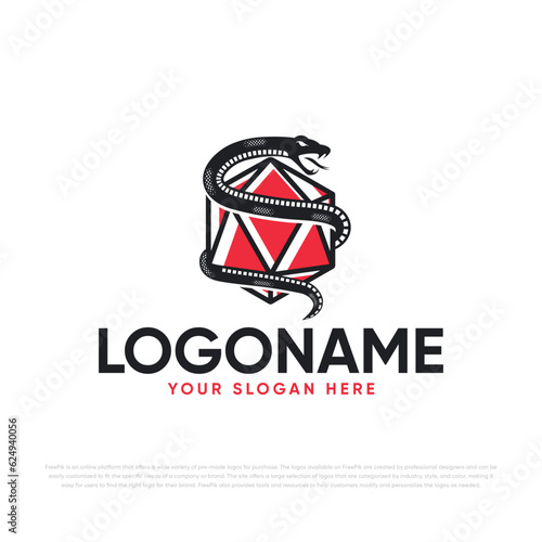 snake with 20 dice logo design
