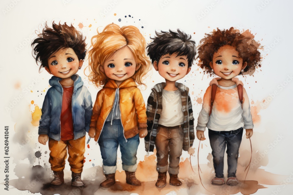 Children play and enjoy friendship and joyful moments together. Generative ai. Children play and enjoy friendship and joyful moments together. Generative ai.