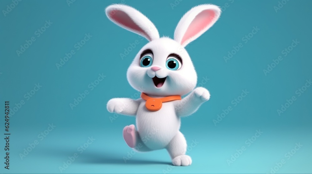 Obraz premium happy bunny dancing. Created with Generative AI.