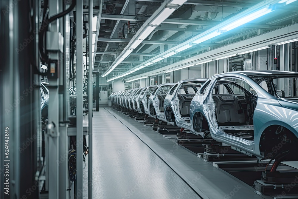 An automated car manufacturing process blends advanced robotics and