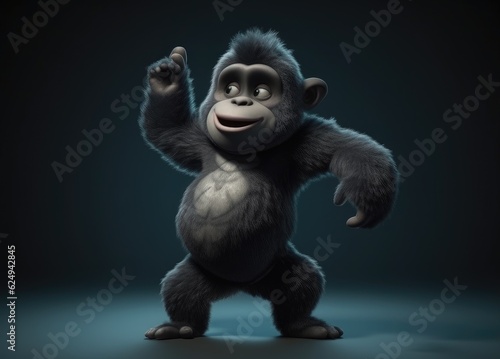 adorable gorilla dancing. Created with generative AI. 