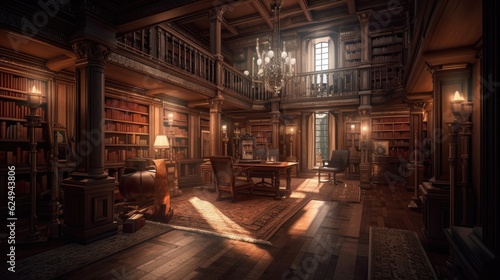 Interior View of a Cozy Bookshop. Created with generative AI © lchumpitaz