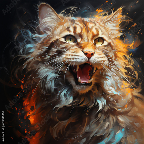 An energetic and majestic cat art