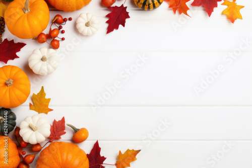 Banner with space for text. Border with orange pumpkins.