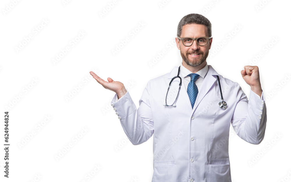 cardiologist presenting product in studio with copy space. cardiologist on background cardiologist presenting product in studio with copy space. cardiologist on background