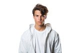 Modern Teenage Boy Guy in White Sweatshirt - Full-Length Portrait on Transparent Background PNG File for Casual Lifestyle Designs - Generative AI