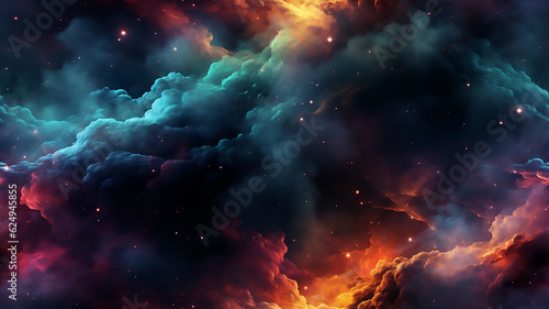 seamless illustration of sky stars and fog clouds shapes background