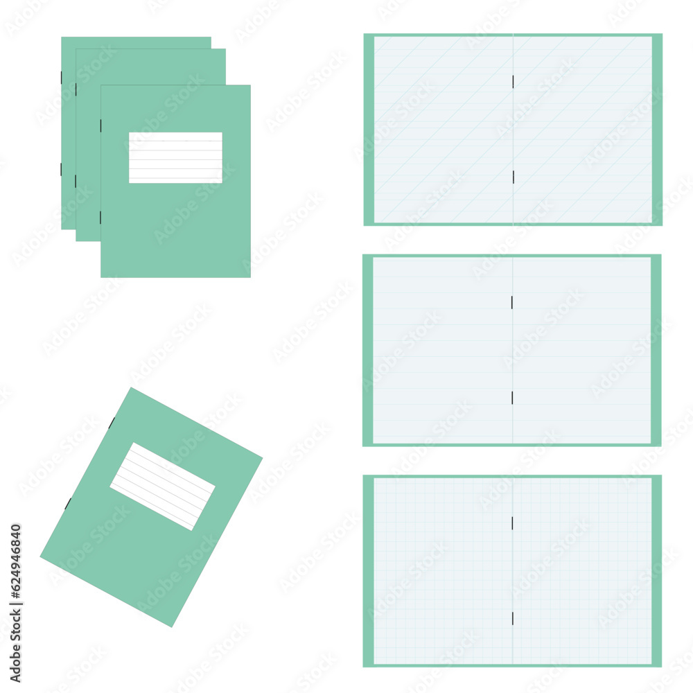 School notebook in a cage. Vector illustration isolated on white background. School notebook in a cage. Vector illustration isolated on white background.