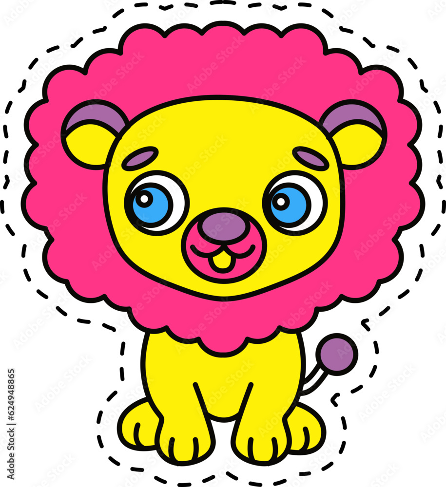 Fototapeta premium Cute kawaii sticker. Lineal icon with white outline