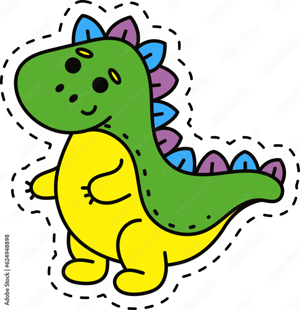 Fototapeta premium Cute kawaii sticker. Lineal icon with white outline