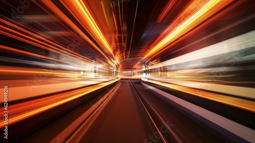 Movement into the tunnel at high speeds leaves the remaining lines of light. AI generated © AKA-RA