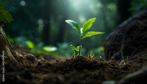 A Young Tree Sprouts Under Flickering Sunlight