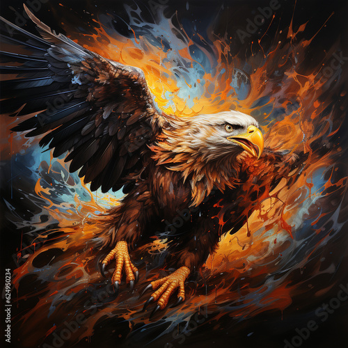 An energetic and majestic eagle art