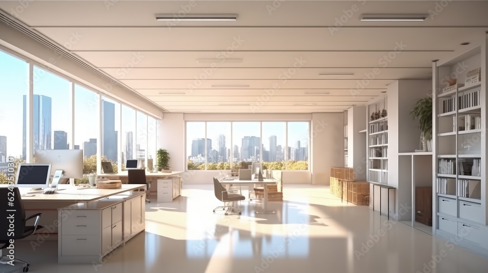 Fototapeta premium An empty office and a business work room.. AI generated