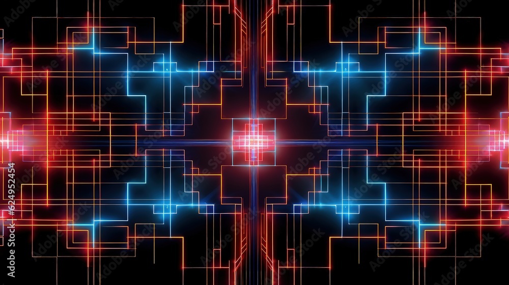 Neon lines, abstract technology background. AI generated 