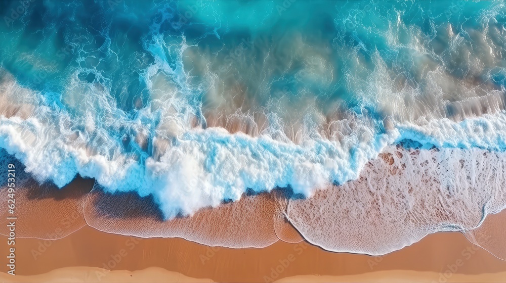 Aerial view of ocean waves. Aerial photography. AI generated Aerial view of ocean waves. Aerial photography. AI generated