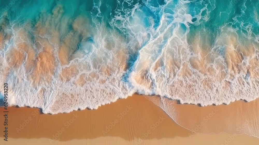 Aerial view of ocean waves. Aerial photography. AI generated Aerial view of ocean waves. Aerial photography. AI generated