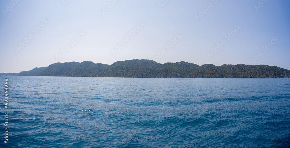 Panoramic view of Kekova Island from Kekova Bay. Panoramic view of Kekova Island from Kekova Bay.