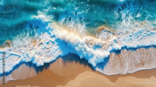 Aerial view of ocean waves. Aerial photography. AI generated ©  AKA-RA