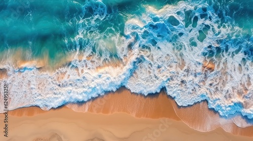 Aerial view of ocean waves. Aerial photography. AI generated ©  AKA-RA