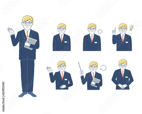 案内係の男性の表情_h-R　バリエーションセット