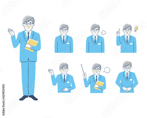 案内係の男性の表情_h-R　バリエーションセット