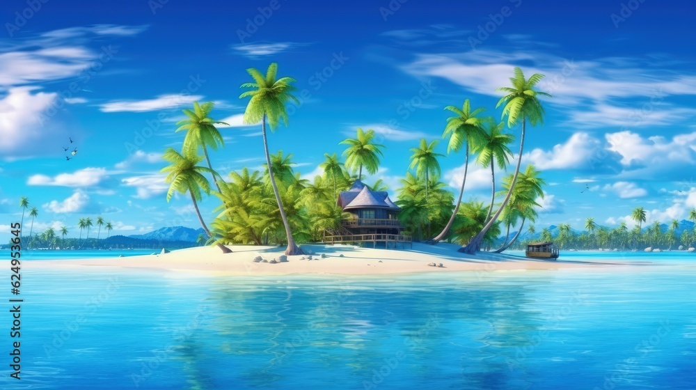 Obraz premium Tropical island in the sea. AI generated