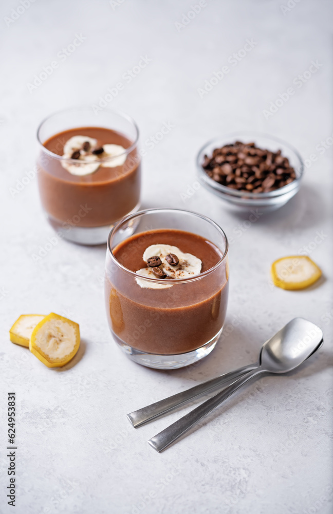 Coffee banana smoothie in a glass Coffee banana smoothie in a glass