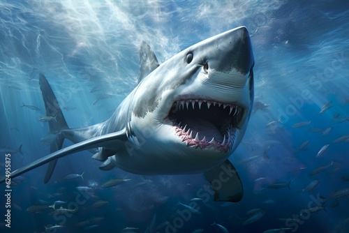 white shark swimming in the ocean   Generative AI