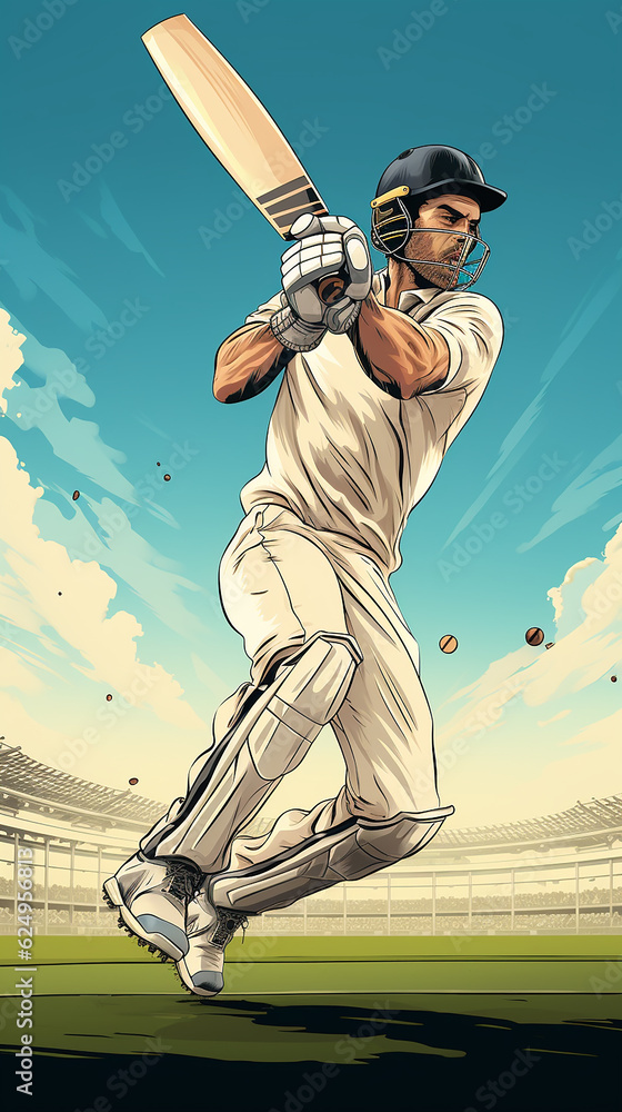 Anime Cricketer, Batsman comemorando em campo durante uma partida