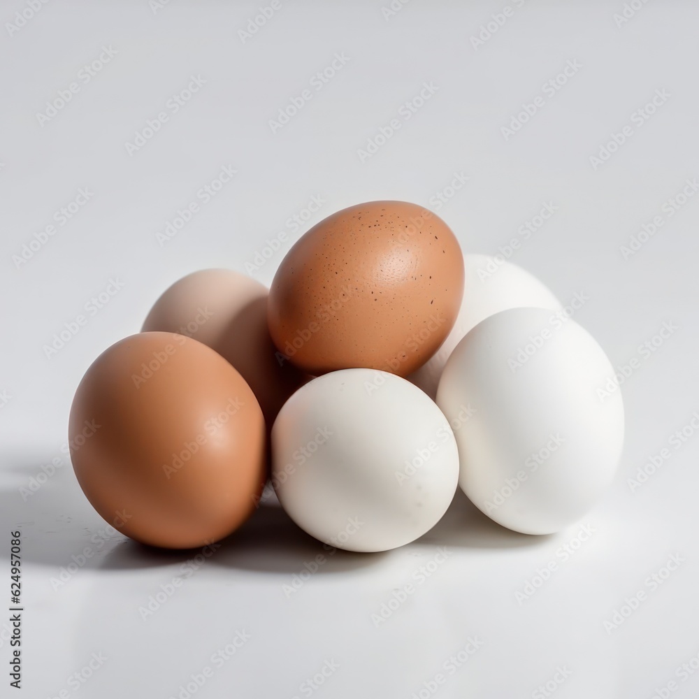 chicken eggs on a light background. Generative AI chicken eggs on a light background. Generative AI