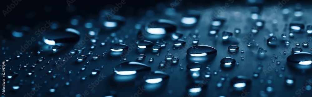 Abstract background of water drops on a blue background, close up. Generative AI Abstract background of water drops on a blue background, close up. Generative AI