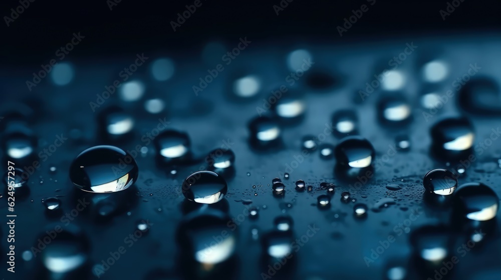 Water drops close-up, abstract background. Digital ai art