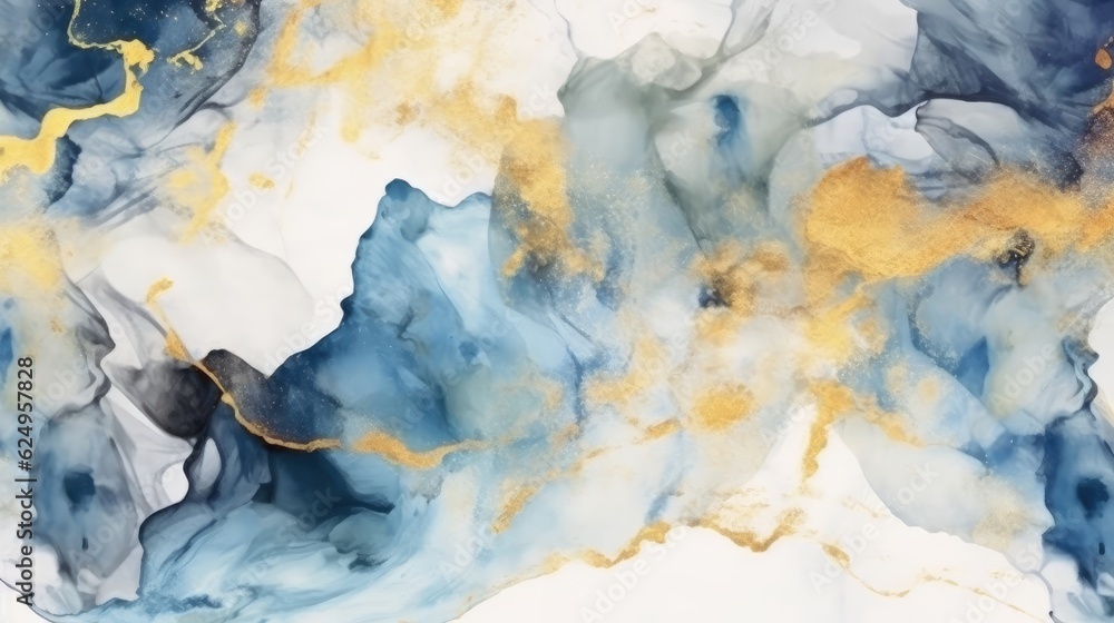 Abstract paint seamless repeat pattern alcohol ink with a golden blue color. Generative AI Abstract paint seamless repeat pattern alcohol ink with a golden blue color. Generative AI